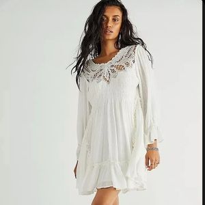 Free People LENA LACE MINI DRESS IN IVORY